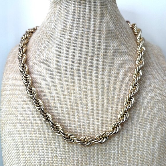 Monet Gold-Tone Chunky Rope Chain Necklace With Adjustable Clasp - Picture 1 of 12